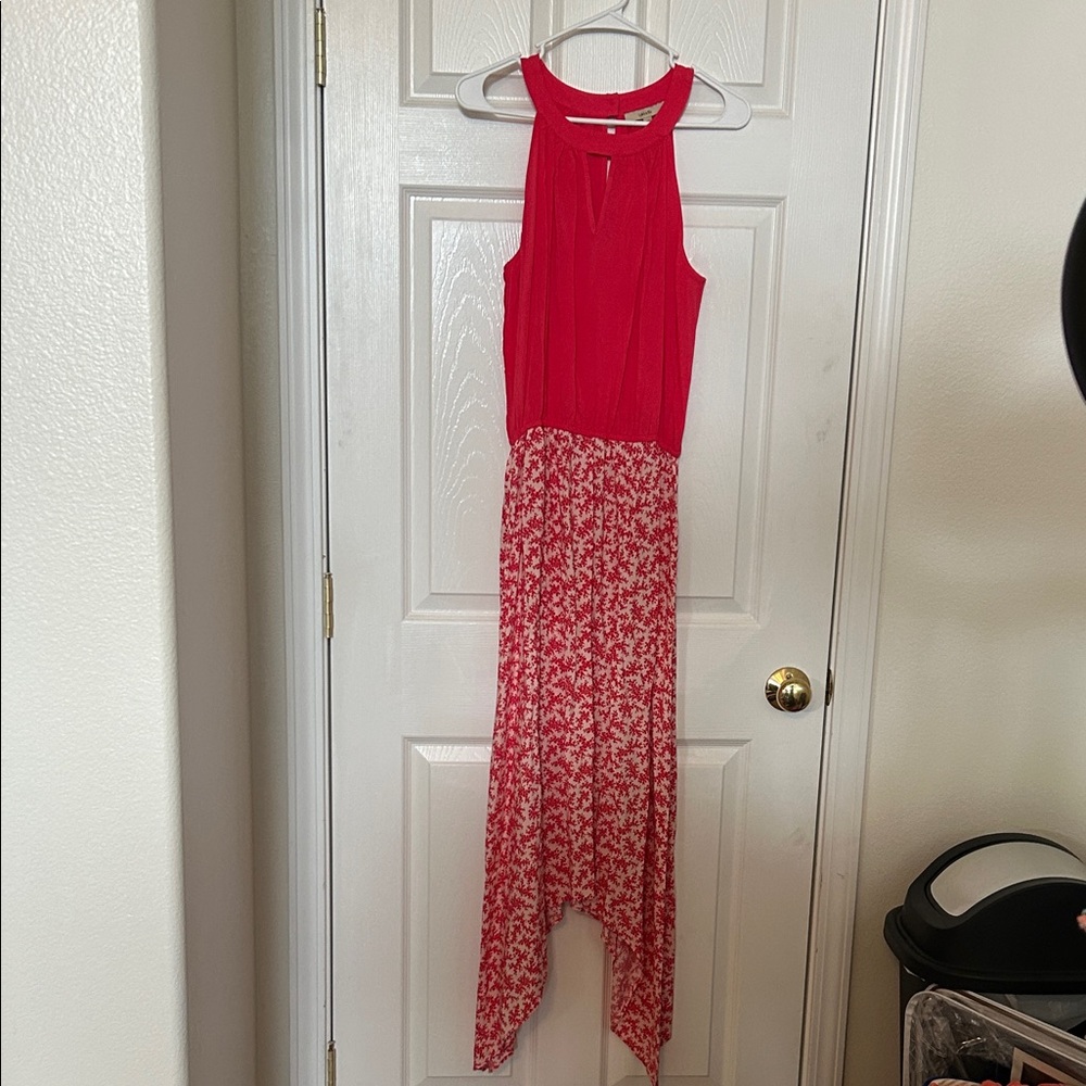 Lark & Ro Asymmetrical Dress in Pink and White